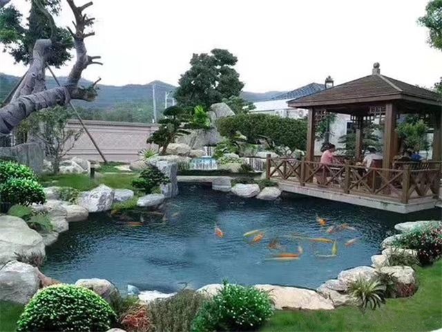 江汉庭院鱼池假山设计